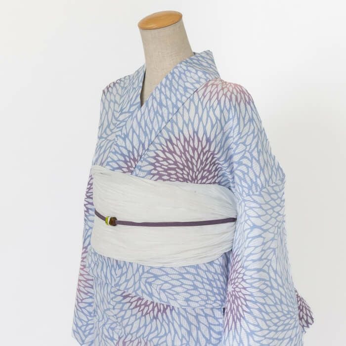 ゆかた 古今 むじな菊 （紫） 綿 パープル 仕立て上がり 日本製