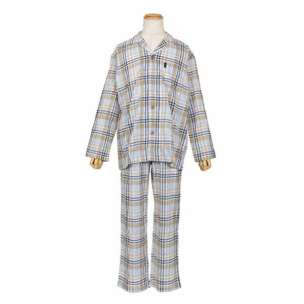 renoma】 紳士パジャマ チェック柄の涼しいシャーリングパジャマ