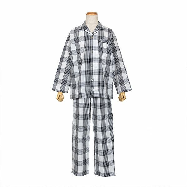 ELLE】 紳士パジャマ サラッとした肌触りのサッカーチェックパジャマ