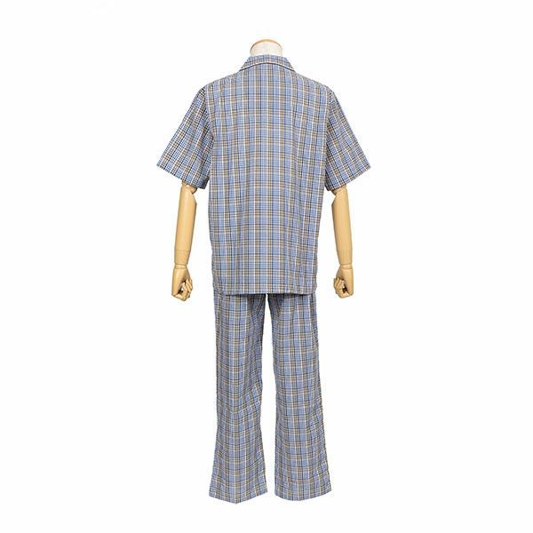 DAKS】 紳士パジャマ さらりとした肌触りのサッカーチェック半袖パジャマ