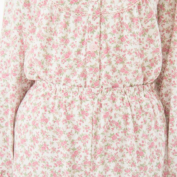 Amour 150】【小柄な方向け】小花柄プリント ヨーク スムースパジャマ