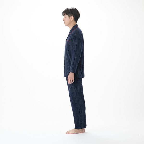 【AmourHOMME】紳士パジャマ［紳士］接結天竺ニットドット前開きパジャマ