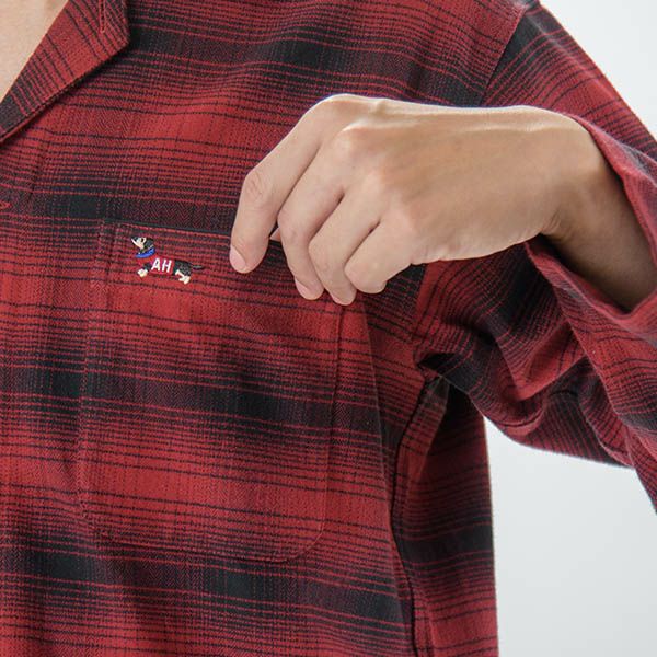 【AmourHOMME】紳士パジャマ［紳士］ネルヘリンボーンオンブレーチェックパジャマ巻き伏せ縫い
