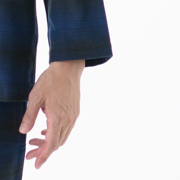 【AmourHOMME】紳士パジャマ［紳士］ネルヘリンボーンオンブレーチェックパジャマ巻き伏せ縫い