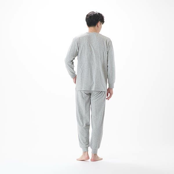 【AmourHOMME】紳士パジャマ［紳士］接結天竺ニットドットヘンリーネックパジャマ