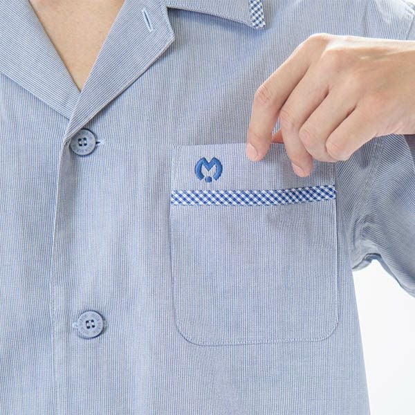 【milaschon】［紳士］ミラショーンピケコードレーンストライプ上下セットメンズパジャマ春秋