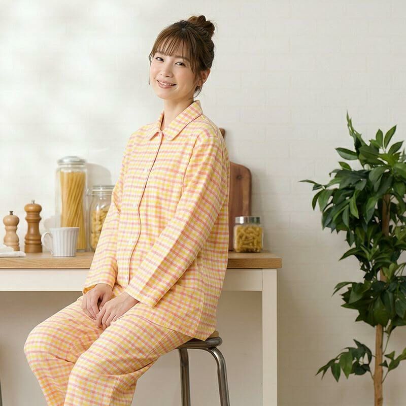 ELLE】先染めネル チェック柄 レディースパジャマ | arakawa ONLINE SHOP