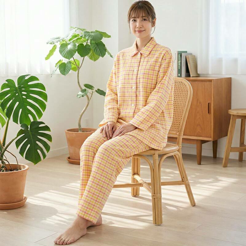 ELLE】先染めネル チェック柄 レディースパジャマ | arakawa ONLINE SHOP