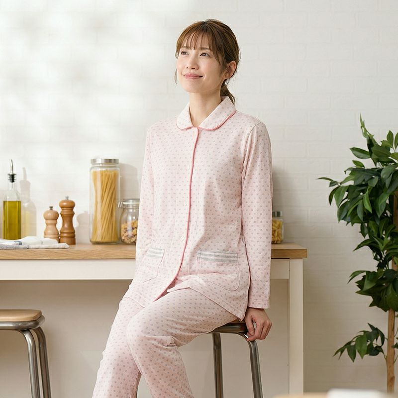 Amour1886】×【点と線模様製作所】 スムース ニット プリント パジャマ