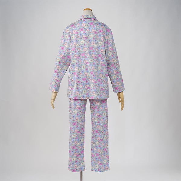 【新品】リバティ LIBERTY fabric 春夏物リップルパジャマ　C19 LIBERTY リバティ】 Meadow Song柄 60天竺パジャマ 綿100％ 前開き 襟あり