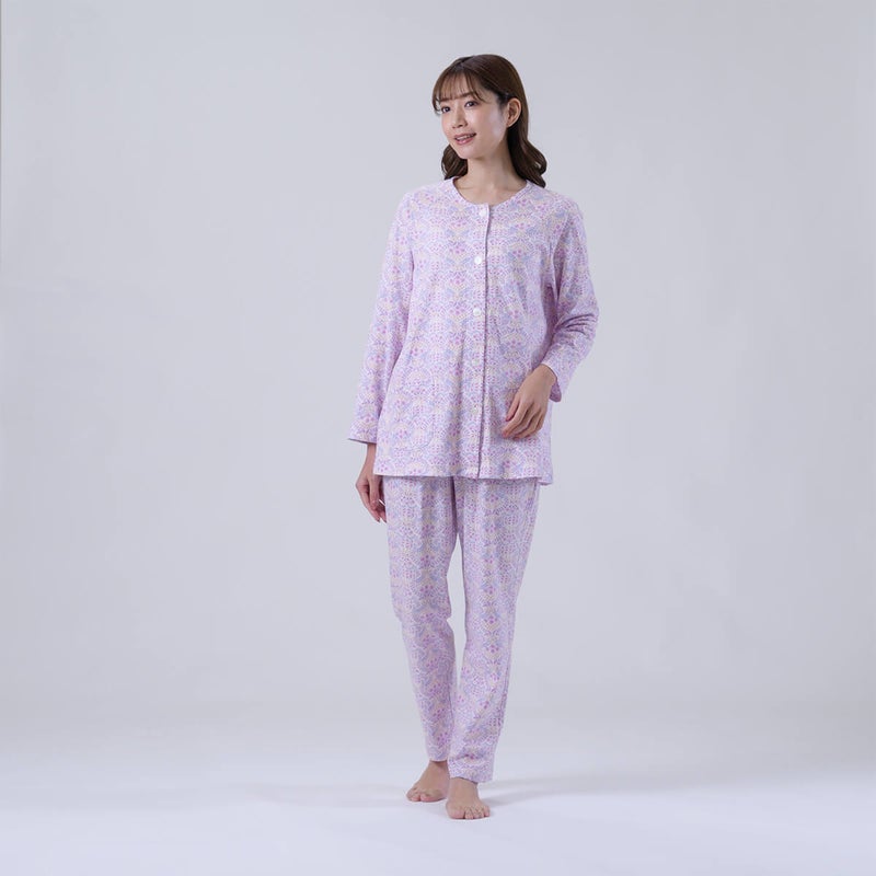 【Amour/アムール】綿100％更紗柄天竺プリントパジャマ日本製