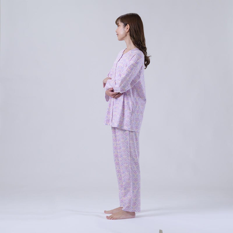 【Amour/アムール】綿100％更紗柄天竺プリントパジャマ日本製