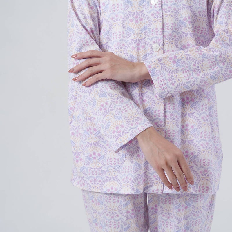 【Amour/アムール】綿100％更紗柄天竺プリントパジャマ日本製