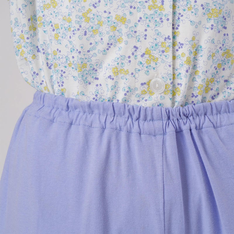 【Amour/アムール】ハートフラワー柄天竺プリントパジャマラグラン袖7分袖長ズボン無地ボトム日本製