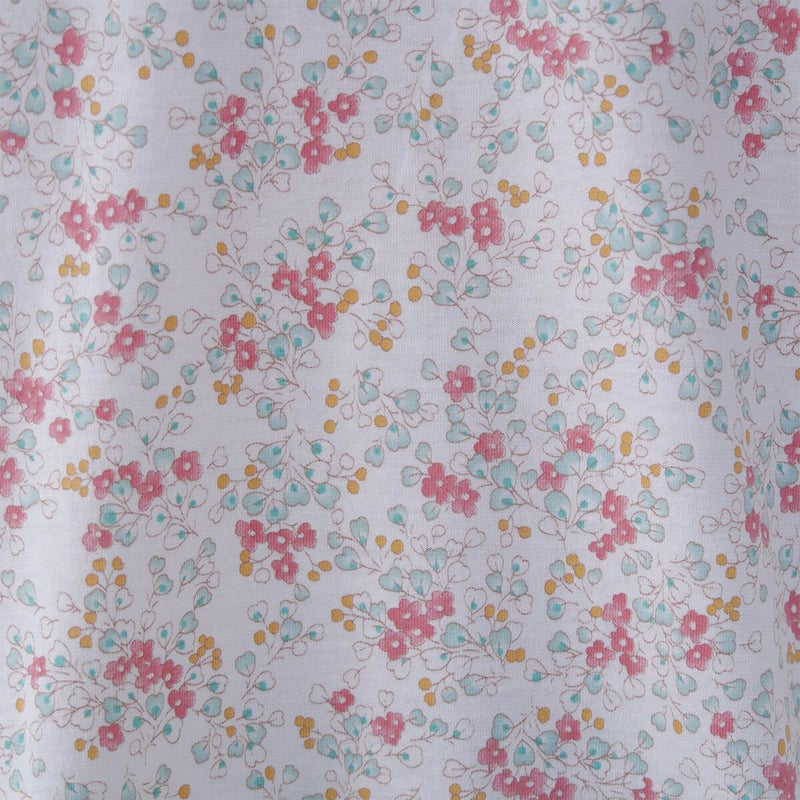 【Amour/アムール】ハートフラワー柄天竺プリントパジャマラグラン袖7分袖長ズボン無地ボトム日本製