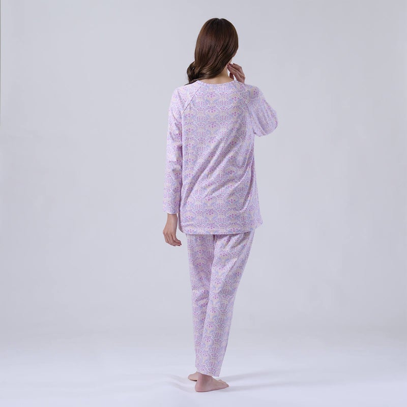 【Amour150/アムール150】【小柄な方向け】綿100％更紗柄天竺プリントパジャマ日本製150cm対応