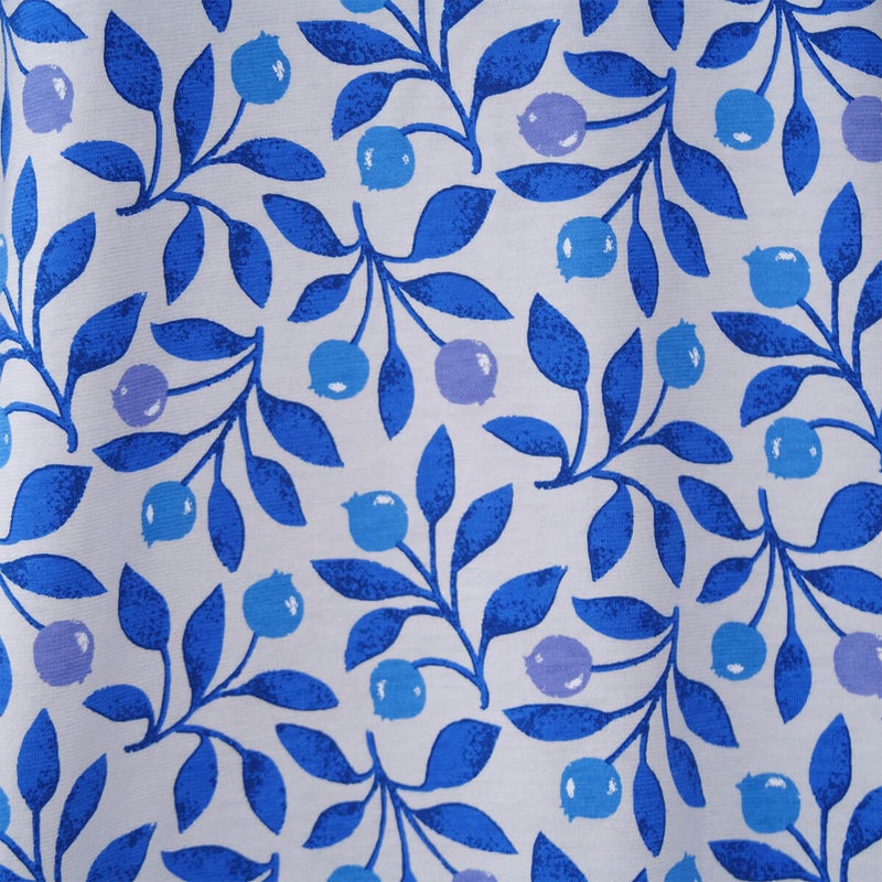 【Amour150】【小柄な方向け】綿100％蕾＆リーフ柄天竺プリント7分袖ワンピース半開き