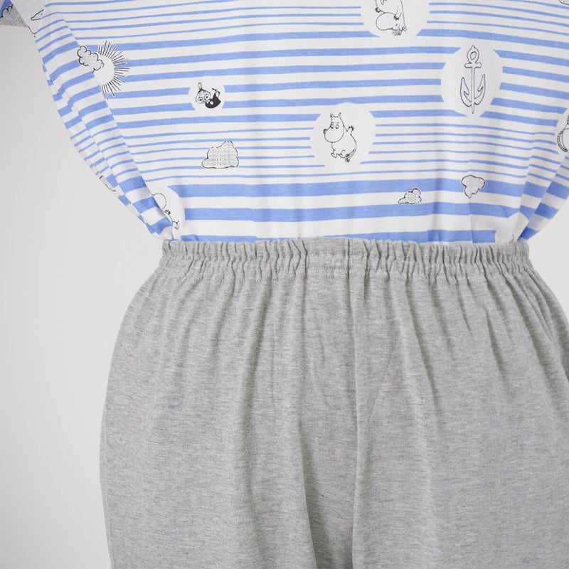 【MOOMINムーミン】×【Amourアムール】マリンボーダー天竺プリント7分袖・8分丈ズボンパジャマ