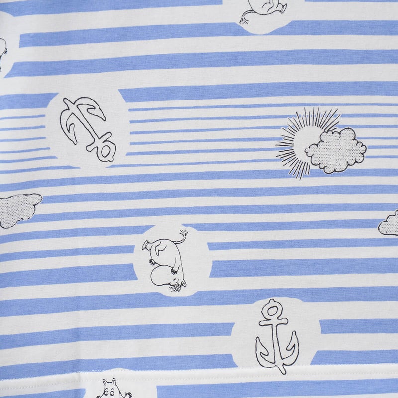 【MOOMINムーミン】×【Amourアムール】マリンボーダー天竺プリント7分袖・8分丈ズボンパジャマ