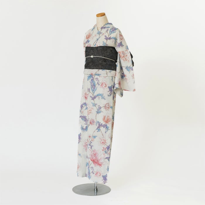 ゆかた 古今 更紗花 （ピンク） 東レセオα 白 桃色 仕立て上がり 日本