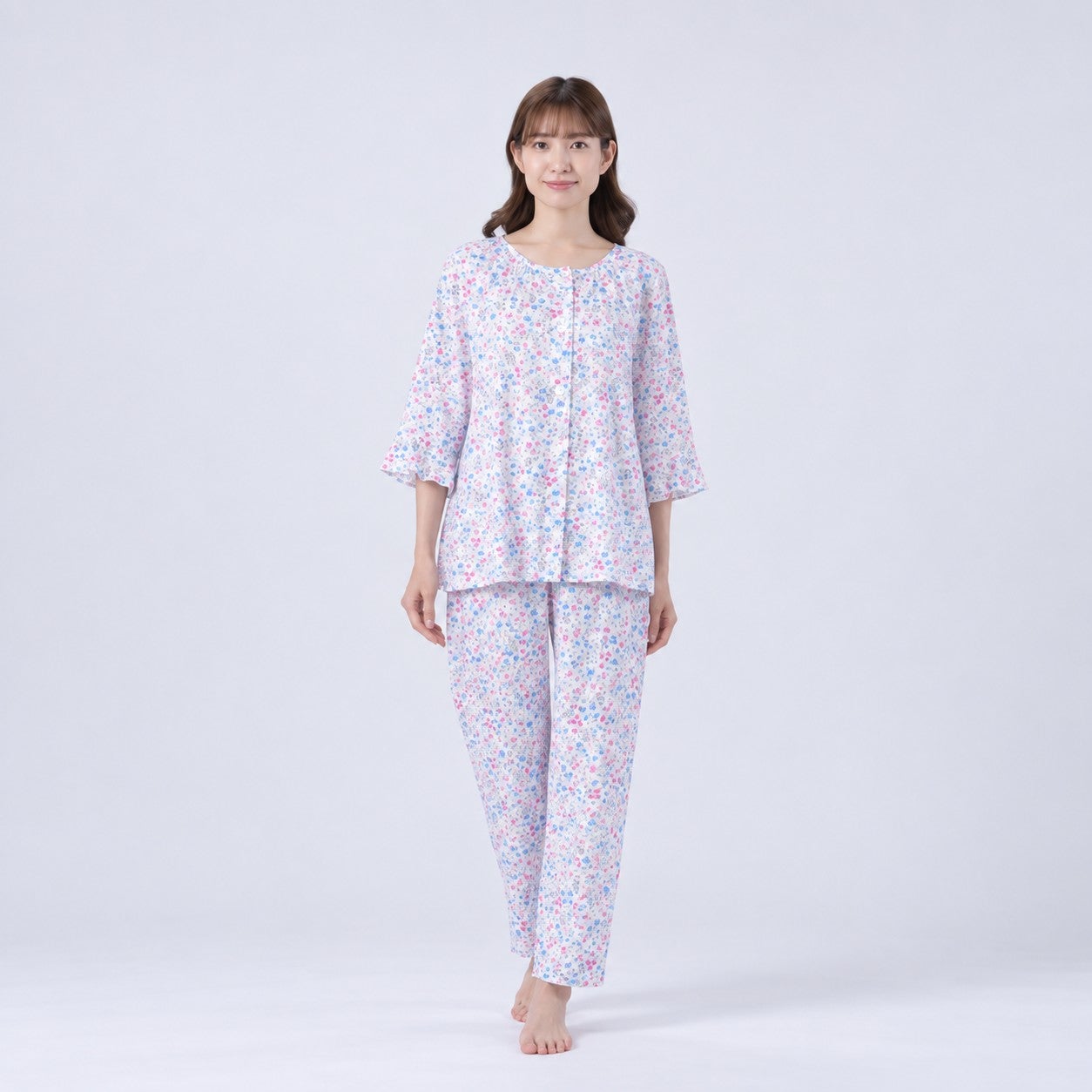 Amour 150/ アムール150】【小柄な方向け】高島クレープ 中花柄