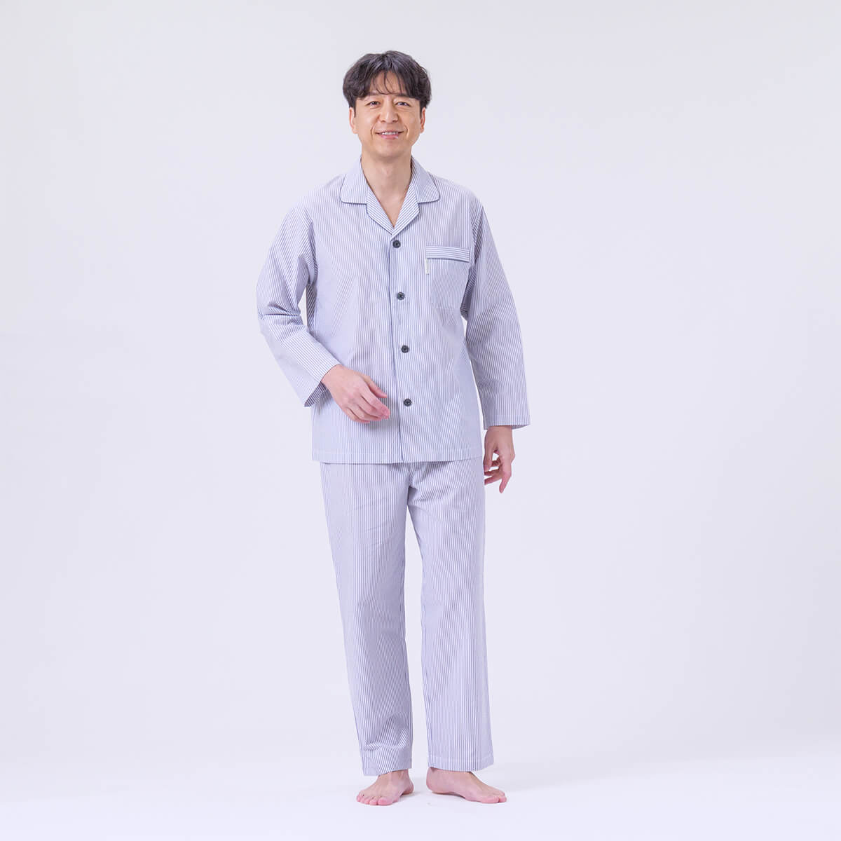 【美品】 ストライプ ジャージ グレー 白濱亜嵐さん着用 セット arakawa1886快眠プロジェクト】［紳士］先染め サッカー ストライプ