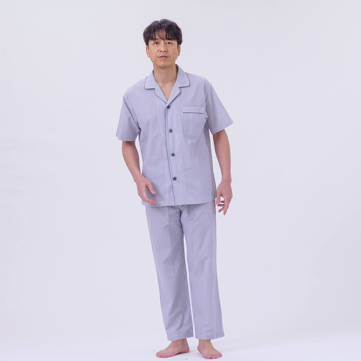 arakawa1886快眠プロジェクト】［紳士］先染め サッカー ストライプ