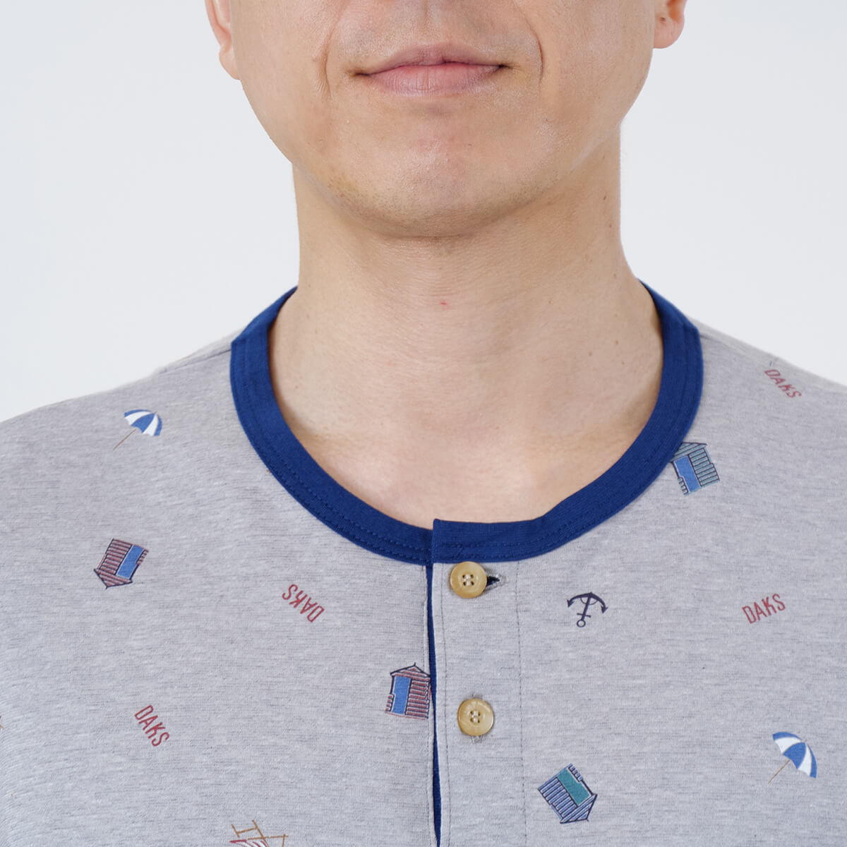 【5月18日限定ポイント10倍】【DAKS】［紳士］強撚天竺マリンプリントパジャマ無地ズボンメンズ綿100％日本製