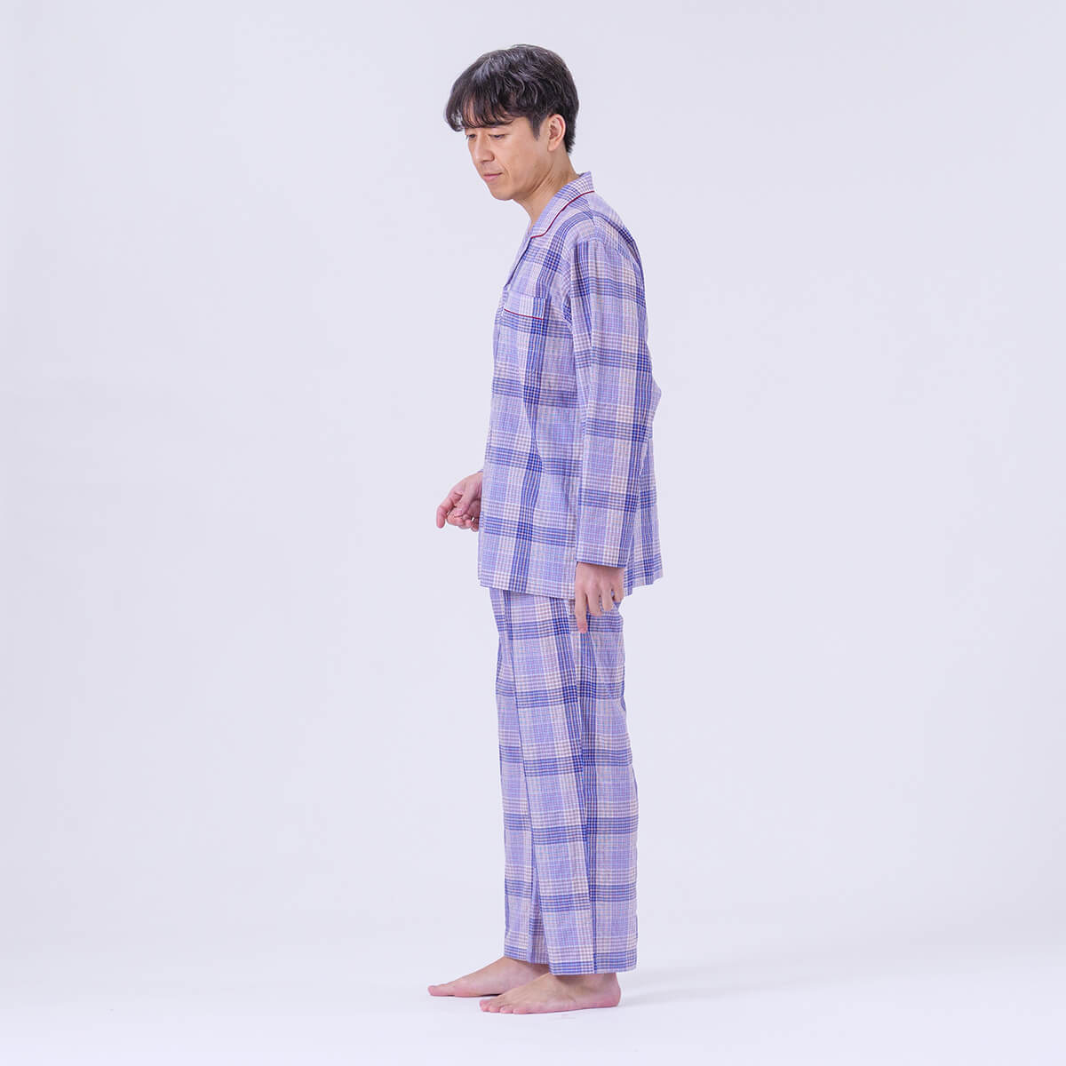 DAKS】［紳士］シャーリングチェック 長袖パジャマ 日本製 メンズ