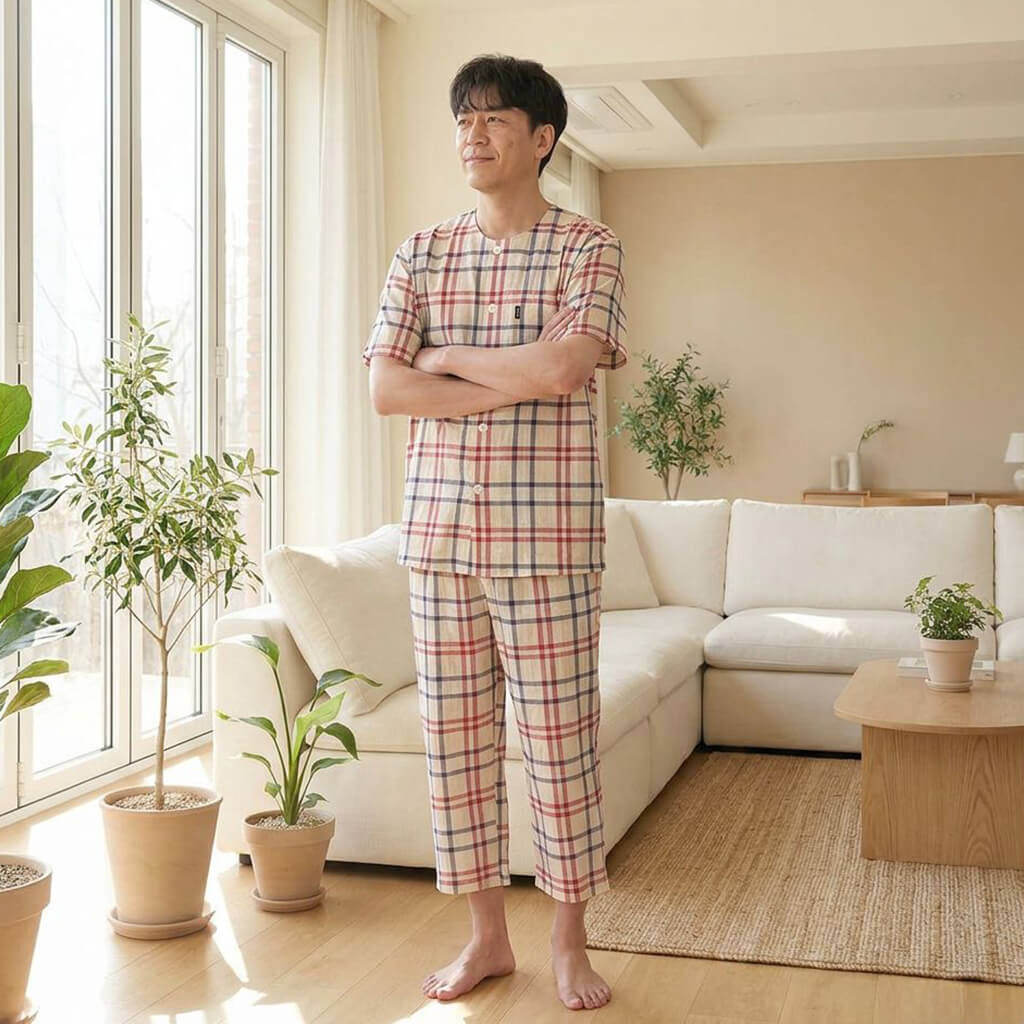 renoma レノマ】 ［紳士］先染60シャーリング チェックパジャマ 半袖